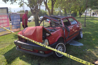 Takla atıp hurdaya dönen araçtan hafif sıyrıklarla kurtuldu