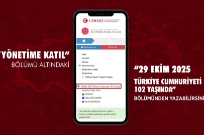Vatandaşlar Cumhuriyet duygularını CİMER'den paylaşabilecek