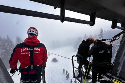 Bursa Jandarması ve AFAD'dan Uludağ'da teleferik tatbikatı