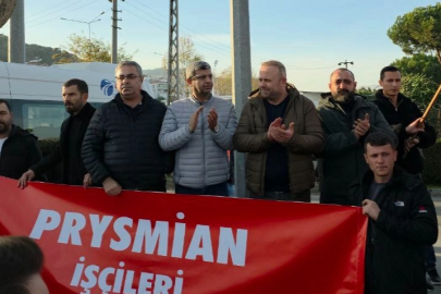Prysmian işçileri Mudanya'da bir saatlik iş bıraktı!