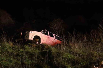 Bursa'da kamyonet şarampole yuvarlandı